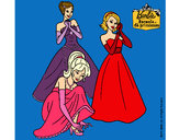 Dibujo Barbie y sus amigas vestidas de gala pintado por hanita
