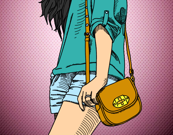 Dibujo Chica con bolso pintado por _aniita_
