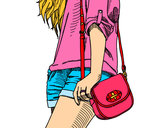 Dibujo Chica con bolso pintado por florchu22