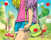 Dibujo Chica con bolso pintado por irenecool