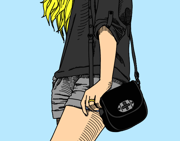 Dibujo Chica con bolso pintado por Lacasita