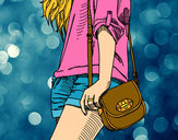 Dibujo Chica con bolso pintado por maarta