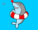 Dibujo Delfín con flotador pintado por PEPITAYO5
