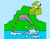 Dibujo Delfín y gaviota pintado por estralla