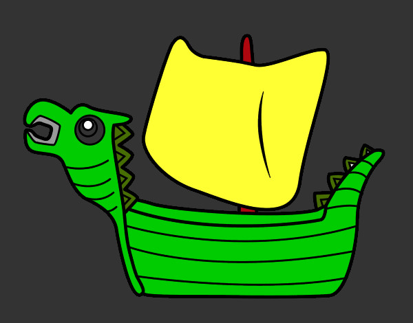 Dibujo Drakken, barco vikingo pintado por yiyiberth