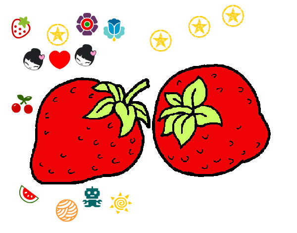 Dibujo fresas pintado por leerose1