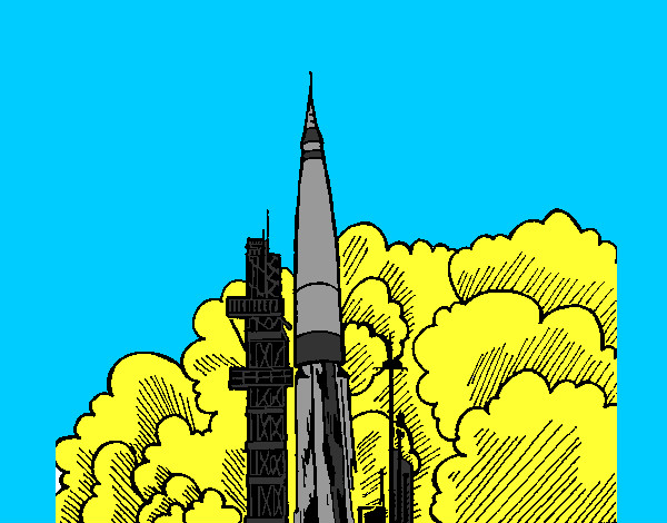 Dibujo Lanzamiento cohete pintado por maktub