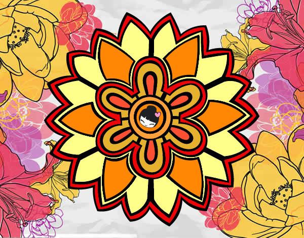 Dibujo Mándala con forma de flor weiss pintado por AZULSAFIRA
