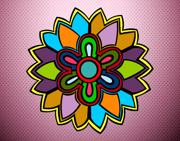 Dibujo Mándala con forma de flor weiss pintado por txarini