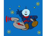 Dibujo Marcianito en moto espacial pintado por mecha15