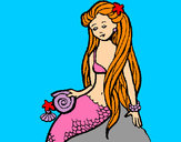 Dibujo Sirena con caracola pintado por Enny