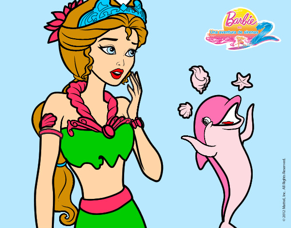 Dibujo Sirena con delfín pintado por ALBA123 