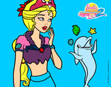 Dibujo Sirena con delfín pintado por estralla