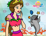 Dibujo Sirena con delfín pintado por maarta