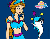 Dibujo Sirena con delfín pintado por marjoca