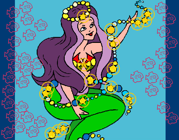 Dibujo Sirena entre burbujas pintado por AZULSAFIRA
