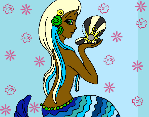 Dibujo Sirena y perla pintado por mafhery