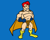 Dibujo Superhéroe musculado pintado por anlio