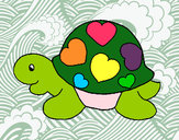 Dibujo Tortuga con corazones pintado por lineska