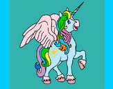 Dibujo Unicornio con alas pintado por 4567