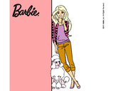 Dibujo Barbie con cazadora de cuadros pintado por hanita