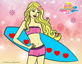 Dibujo Barbie con tabla de surf pintado por Diianiitaa