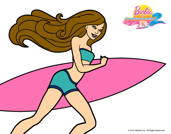 Dibujo Barbie corre al agua pintado por hanita