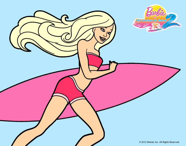 Dibujo Barbie corre al agua pintado por yeselis