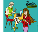 Dibujo Barbie y su hermana merendando pintado por kika345