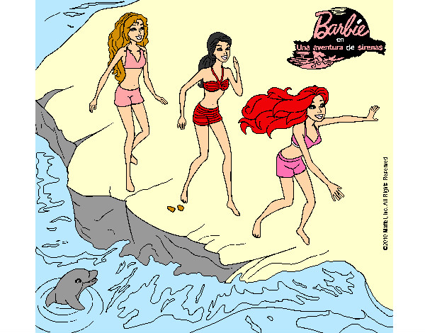 Dibujo Barbie y sus amigas en la playa pintado por annycristi