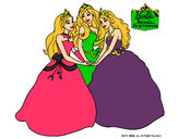 Dibujo Barbie y sus amigas princesas pintado por CHELSEA