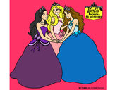 Dibujo Barbie y sus amigas princesas pintado por estew