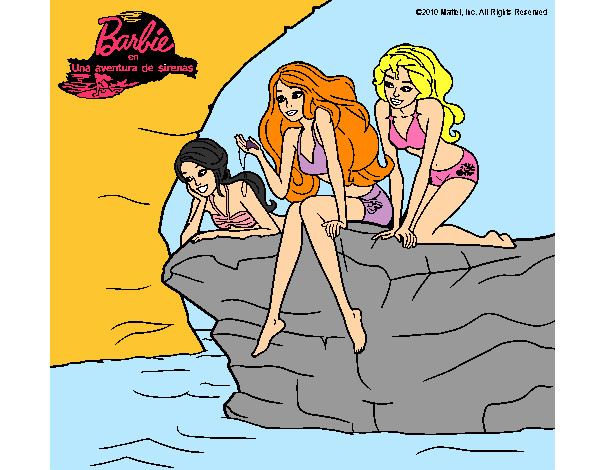 Dibujo Barbie y sus amigas sentadas pintado por annycristi