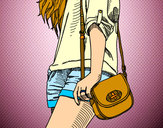 Dibujo Chica con bolso pintado por MFlorencia