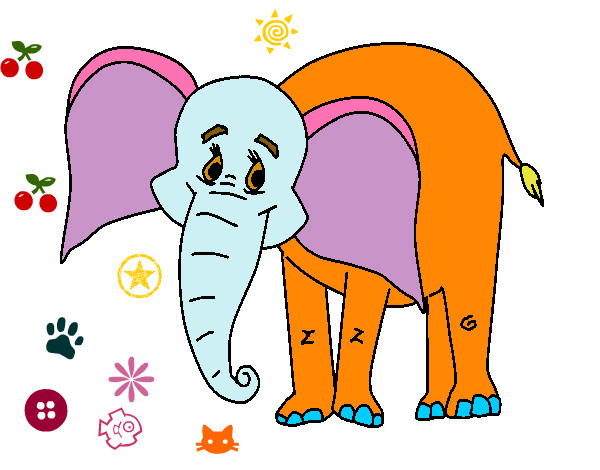 Dibujo Elefante feliz pintado por leerose1