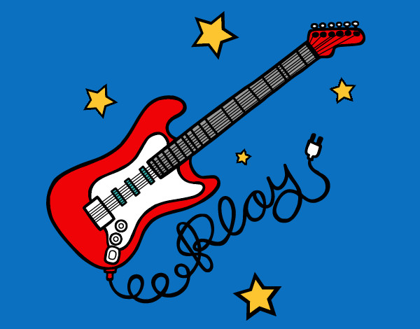 Dibujo Guitarra y estrellas pintado por sk8bill