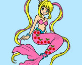 Dibujo Sirena con perlas pintado por adaly
