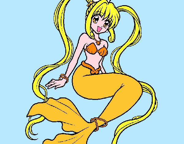 Dibujo Sirena con perlas pintado por bf94