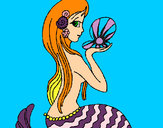 Dibujo Sirena y perla pintado por arocena