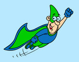 Dibujo Súper héroe volando pintado por rireka
