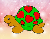 Dibujo Tortuga con corazones pintado por kater