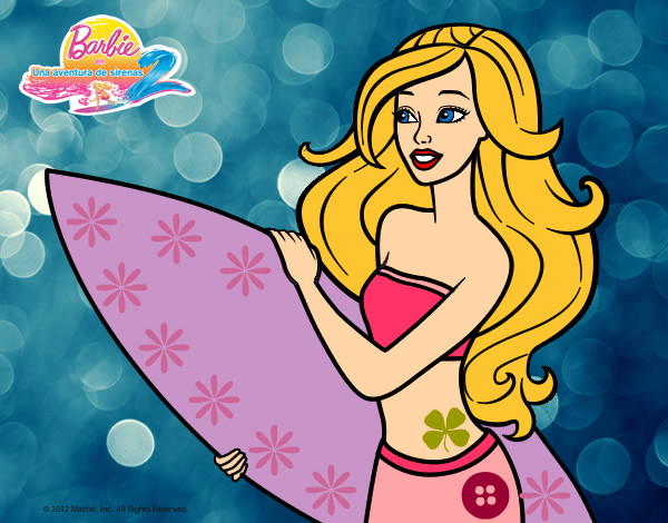 Dibujo Barbie va a surfear pintado por KathAyala