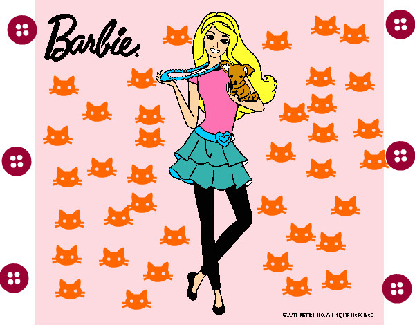 Dibujo Barbie y su mascota pintado por melina_222