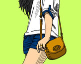 Dibujo Chica con bolso pintado por gtmb