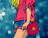 Dibujo Chica con bolso pintado por la-rubia