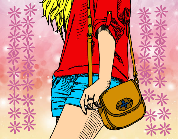 Dibujo Chica con bolso pintado por minilits