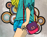Dibujo Chica con bolso pintado por naguiisa