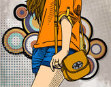 Dibujo Chica con bolso pintado por  palomya