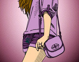 Dibujo Chica con bolso pintado por vani7