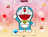 Dibujo Doraemon pintado por ventana